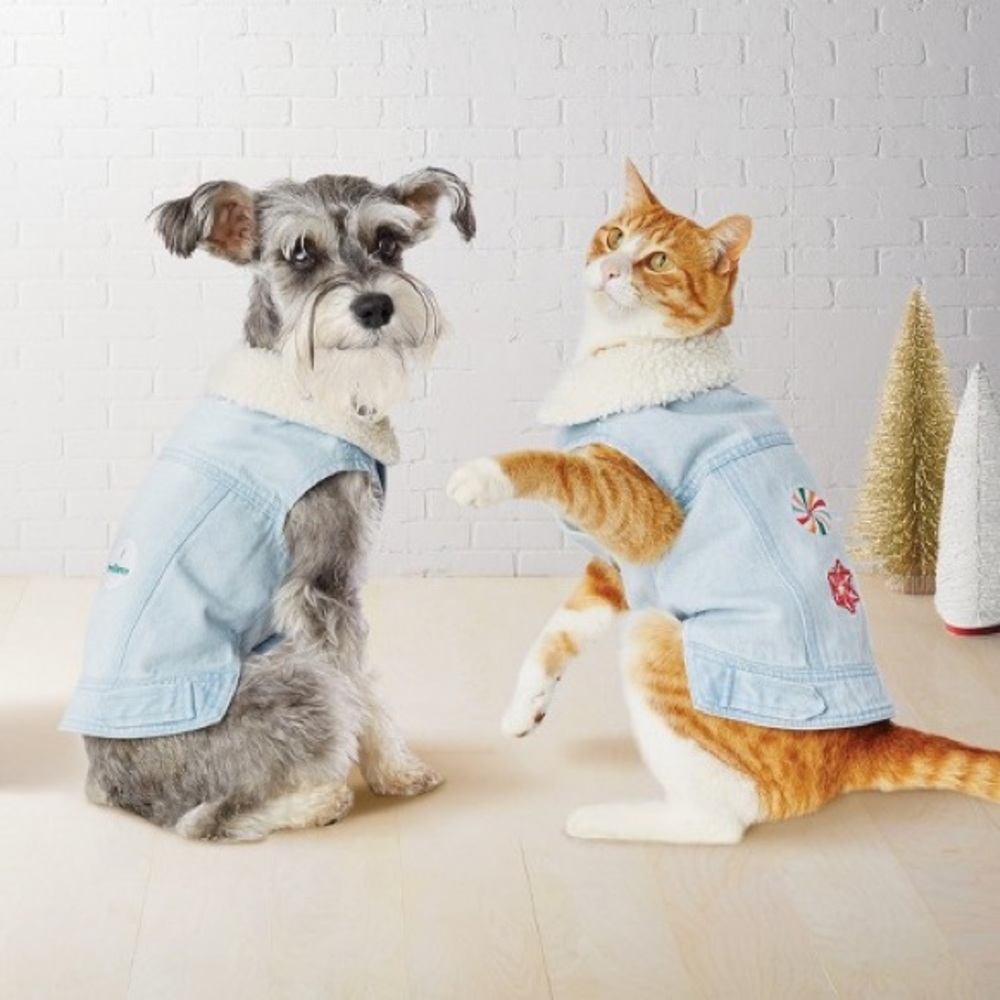 NWT Denim Jacket for pet Large dog jeans Christmas